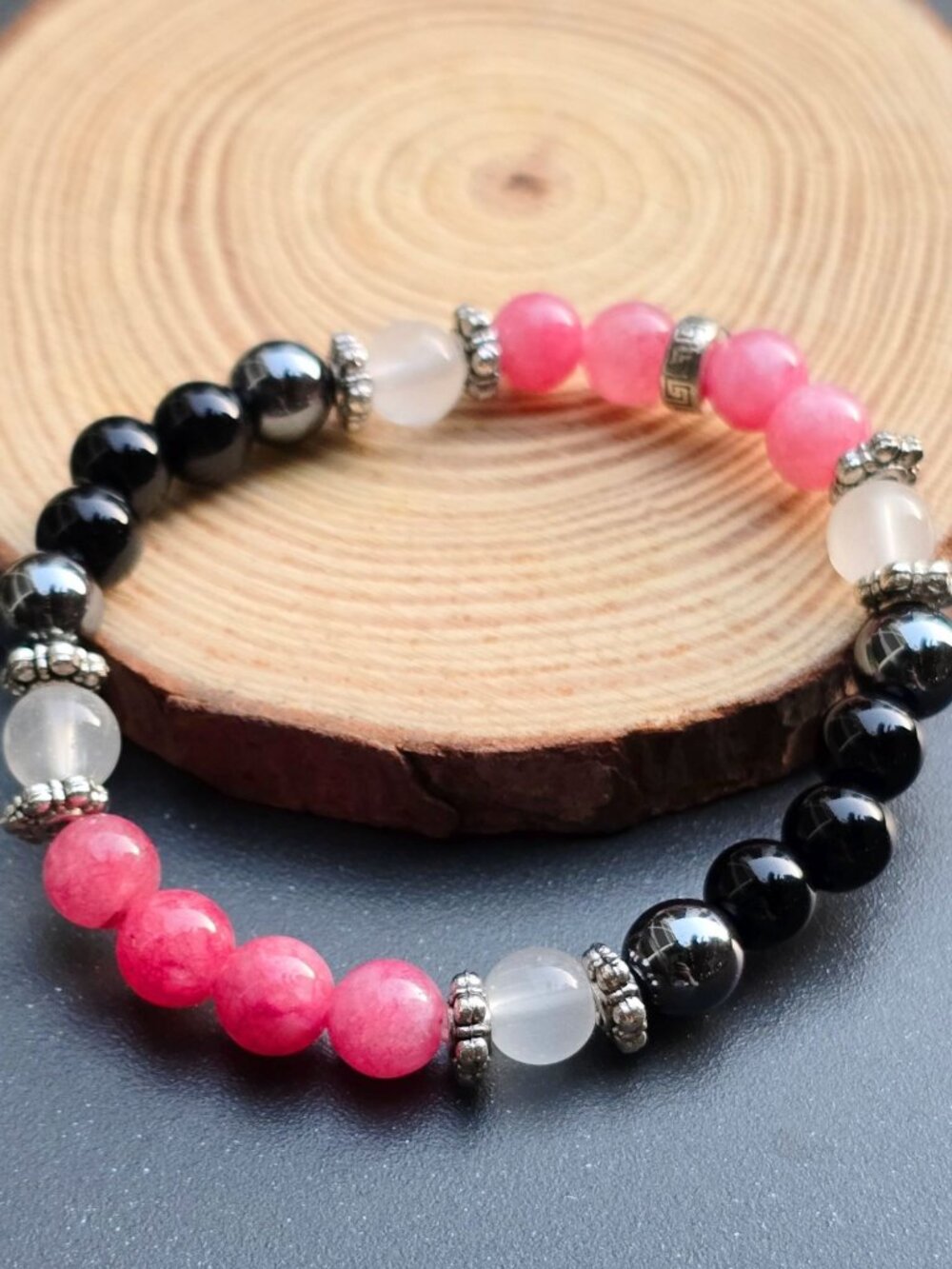 Rebuild My Heart ✦ Gemstone Bracelet ✦ Rhodonite Onyx Hematite Clear Quartz OS